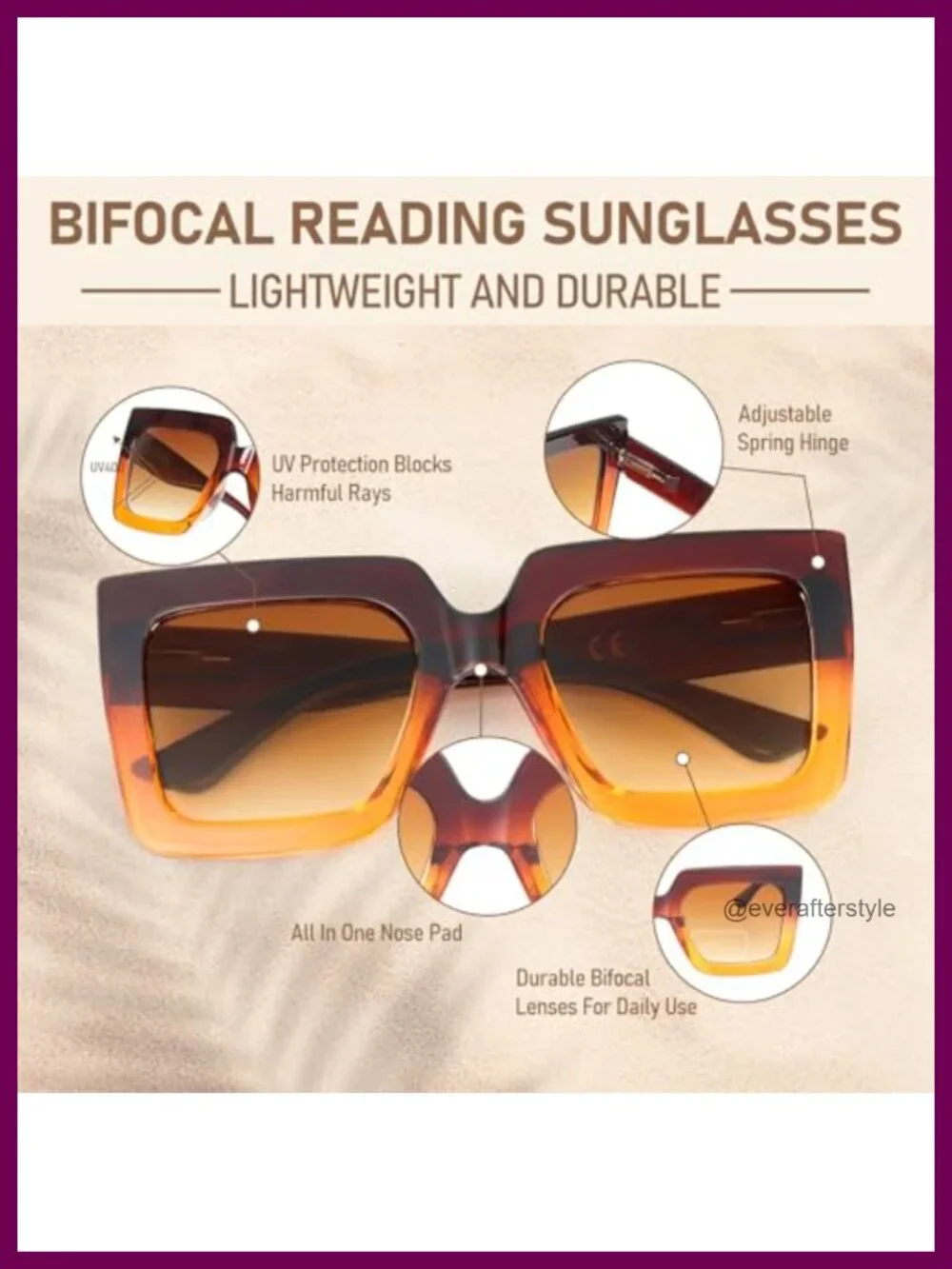 3pk Bifocal Reading Sunglasses Women UV400 Oversized Thick Frame Reader Shades